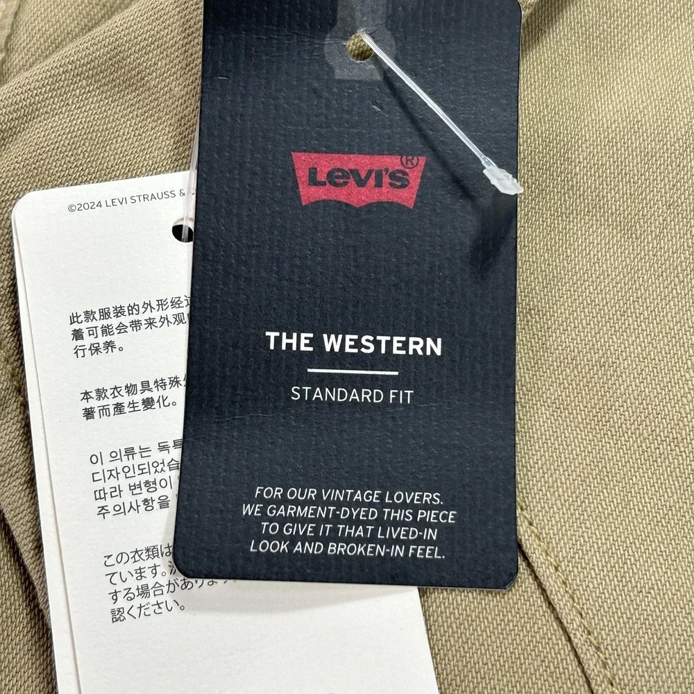 NEW Levi's The Western Shirt Mens 2XL Beige Western Snap‎ Long Sleeve Twill
